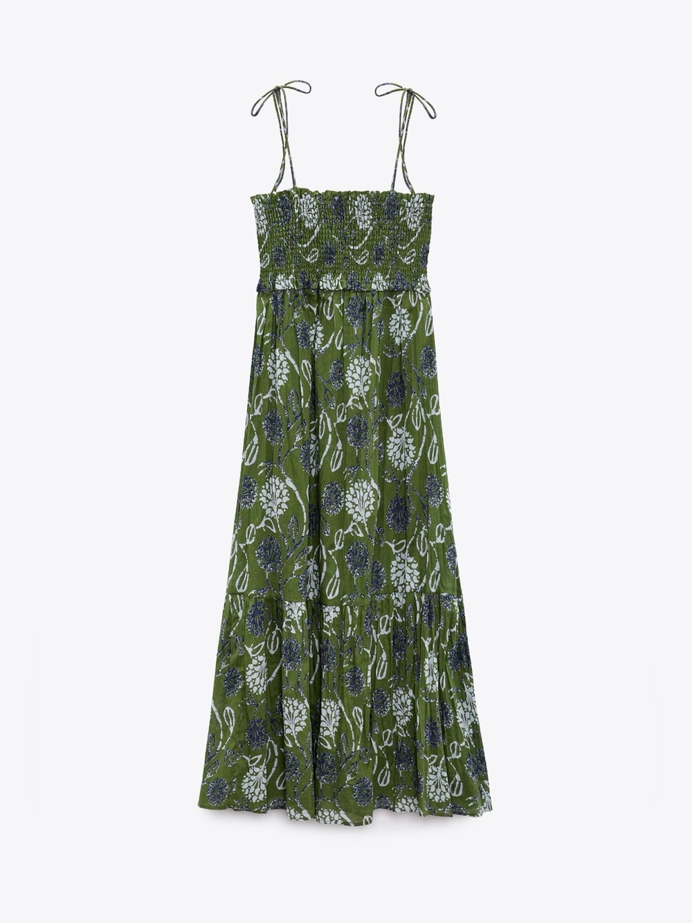 Zara Olive Floral Tie-Shoulder Maxi Dress - Picture 4 of 8